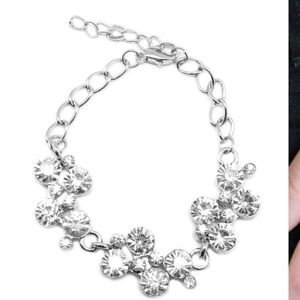 Paparazzi Dazzling Silver Bracelet Old Hollywood White Rhinestones Fashion Jewel